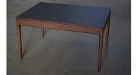 Table extensible 6 à 8 personnes en chêne et céramique allonge céramique avec bois teinte foncé et plateau et allonge céramique effet ardoise 140x100 cm Table extensible 6 à 8 personnes en chêne et céramique allonge céramique avec bois teinte foncé et plateau et allonge céramique effet ardoise 140x100 cm