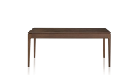 Table extensible 8 à 12 personnes en chêne et céramique allonges céramique avec bois teinte marron foncé et plateau et allonges céramique brun oxydé 160x100 cm
