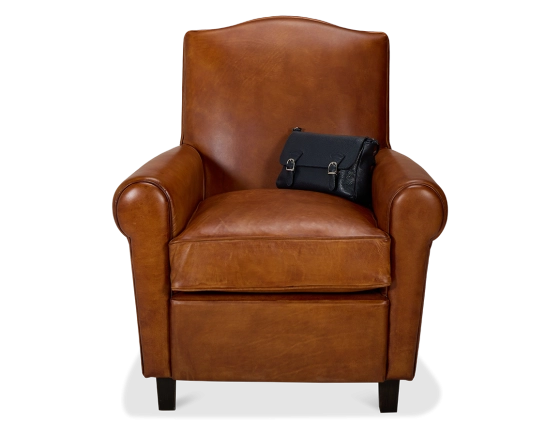 Leather club armchair light brown