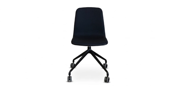 Office chair with 5 branches dossier bois teinte anthracite assise en laine bouillie anthracite