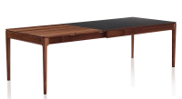 Table extensible 8 à 12 personnes en noyer et céramique allonges bois avec bois teinte naturelle et plateau céramique noir unie 160x100 cm Table extensible 8 à 12 personnes en noyer et céramique allonges bois avec bois teinte naturelle et plateau céramique noir unie 160x100 cm