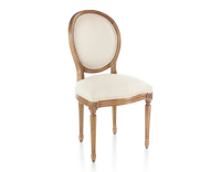 Chaise ancienne style Louis XVI bois teinte ancienne et tissu bouclé blanc Chaise ancienne style Louis XVI bois teinte ancienne et tissu bouclé blanc