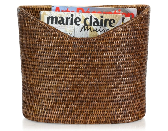 Brown rattan magazine rack