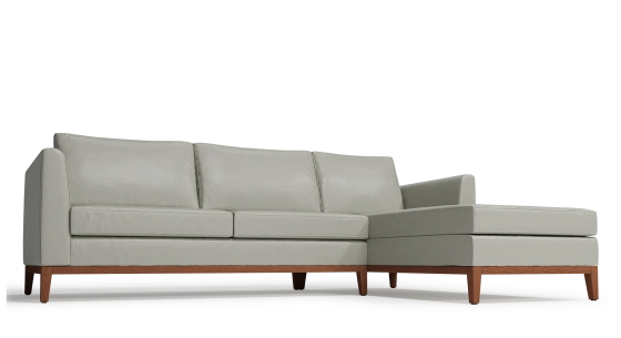 Canapé d'angle méridienne droite 4 places cuir gris perle (2g - md)