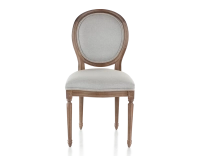 Chaise ancienne style Louis XVI bois teinte marron foncé et tissu gris clair Chaise ancienne style Louis XVI bois teinte marron foncé et tissu gris clair