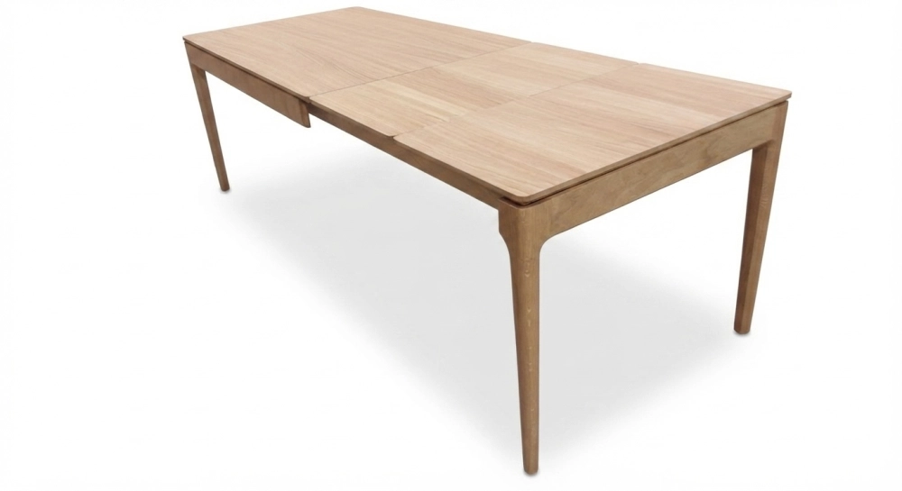 Table extensible en chêne 6 à 10 personnes avec plateau et allonges bois teinte naturelle 140x90 cm