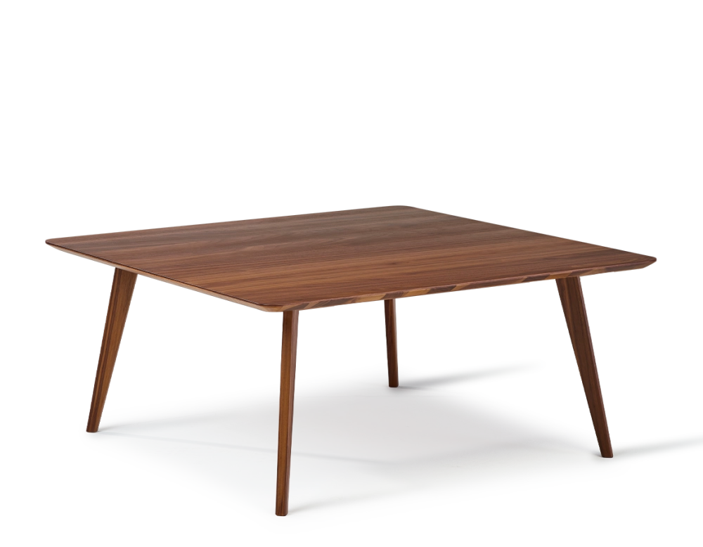 Table basse carré en noyer plateau bois F3 teinte naturelle 100x100x40 cm