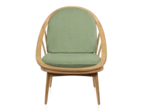 Fauteuil scandinavex bois teinte naturelle et tissu vert Fauteuil scandinavex bois teinte naturelle et tissu vert