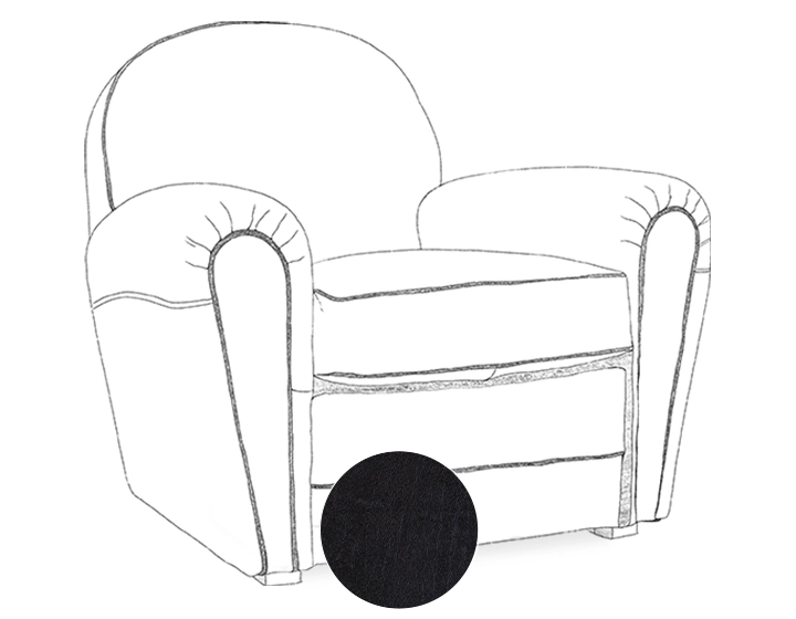 Leather club armchair black piped armrests Leather club armchair black piped armrests
