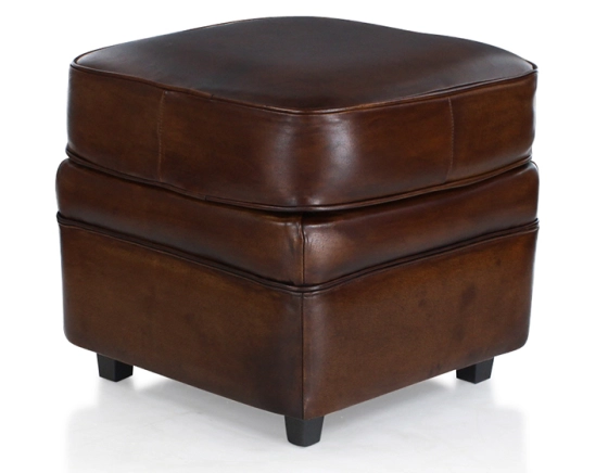 Leather pouffe dark brown