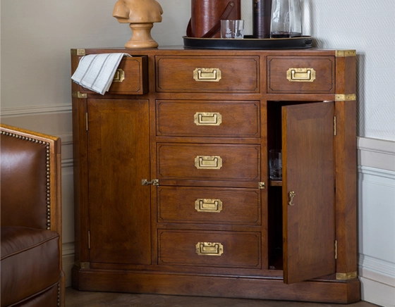 Meuble d'angle marine bois teinte merisier