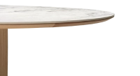 Table salle à manger ronde en chêne et céramique 6 personnes avec bois teinte naturelle et plateau céramique effet marbre blanc m3 120x120 Table salle à manger ronde en chêne et céramique 6 personnes avec bois teinte naturelle et plateau céramique effet marbre blanc m3 120x120