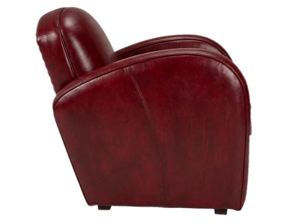 Fauteuil club cuir rouge carmin