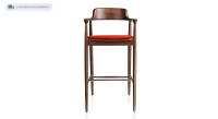 Bar stool h80 cm wood stained dark brown seat burnt orange fabric