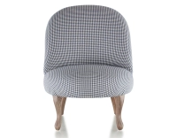 Fauteuil crapaud sans accoudoirs pieds bois teinte noyer et tissu pied-de-poule bleu et blanc Fauteuil crapaud sans accoudoirs pieds bois teinte noyer et tissu pied-de-poule bleu et blanc