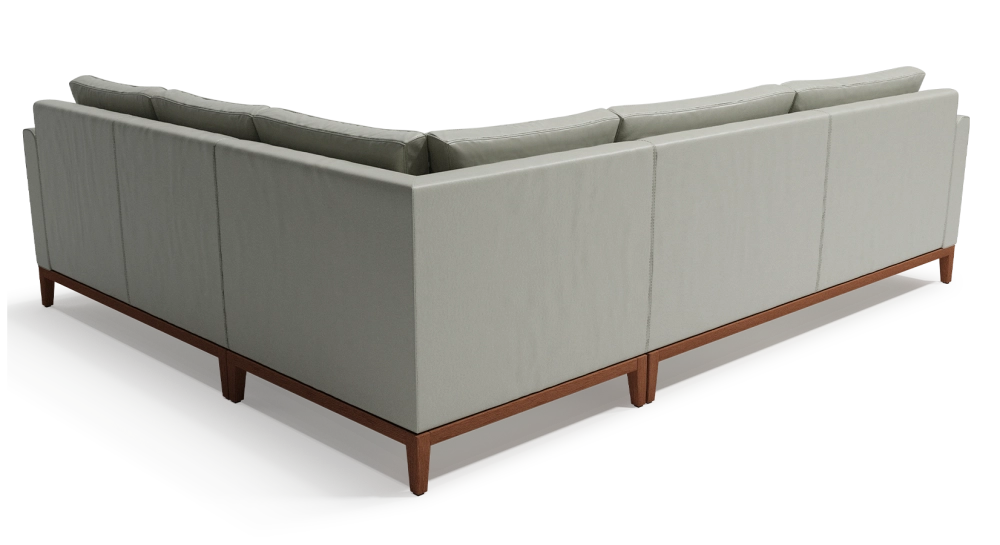 Canapé d'angle 5 places cuir gris perle (2g - a - 2d) Canapé d'angle 5 places cuir gris perle (2g - a - 2d)
