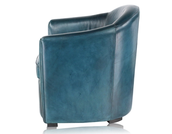 Leather club armchair blue