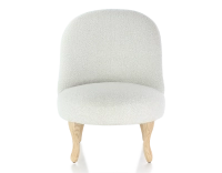 Fauteuil crapaud sans accoudoirs pieds bois teinte naturelle et tissu bouclé blanc Fauteuil crapaud sans accoudoirs pieds bois teinte naturelle et tissu bouclé blanc