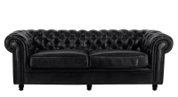 3 seater Chesterfield leather sofa black studded armrests 3 seater Chesterfield leather sofa black studded armrests