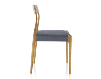 Chaise scandinave bois teinte merisier assise tissu gris Chaise scandinave bois teinte merisier assise tissu gris