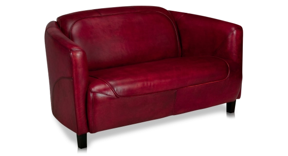 2 seater leather club sofa burgundy