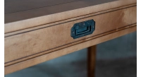 Navy desk in wood and leather bois teinte merisier plateau bois