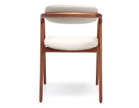 Scandinavian chair cherry wood stain with natural beige fabric seat. Scandinavian chair cherry wood stain with natural beige fabric seat.