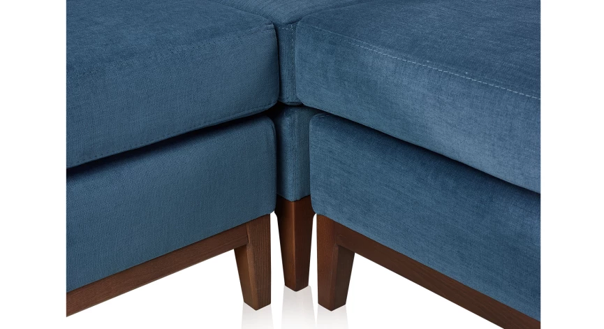 Canapé d'angle 6 places tissu bleu jean (2,5G - A - 2,5D)