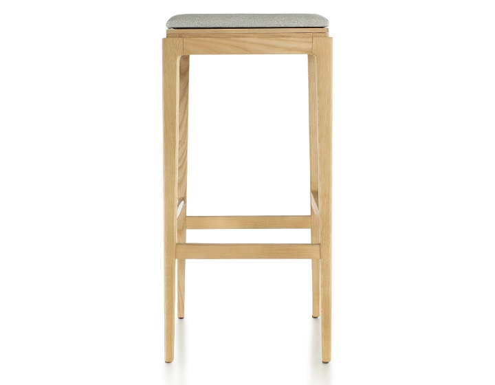 Tabouret de bar design H80 cm bois teinte naturelle assise tissu beige naturel Tabouret de bar design H80 cm bois teinte naturelle assise tissu beige naturel