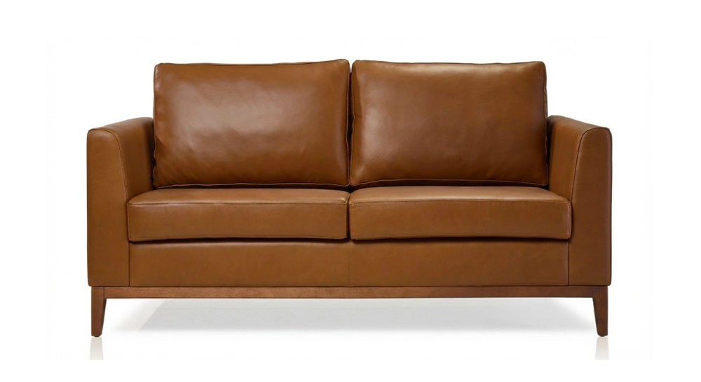 Canapé design 2 places cuir noisette