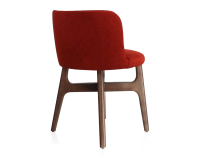 Chaise design bois teinte marron foncé assise tissu orange brulé Chaise design bois teinte marron foncé assise tissu orange brulé