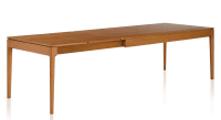 Table extensible en chêne avec plateau et allonges bois teinte merisier 140x90 cm