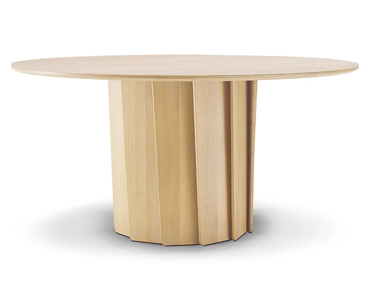 Table salle à manger ronde en chêne teinte naturelle 120 cm