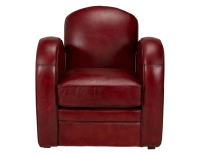 Sillón club de piel rojo carmín