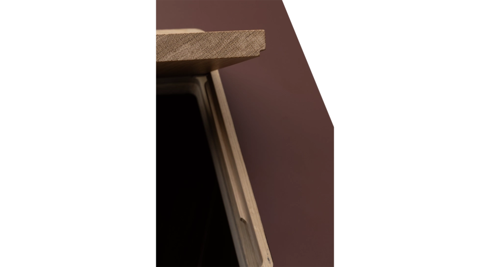 Bureau de direction chêne teinte naturelle plateau fenix rosso 200x100 Bureau de direction chêne teinte naturelle plateau fenix rosso 200x100