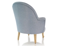 Toad armchair with armrests natural wood stain feet and blue chevron fabric Toad armchair with armrests natural wood stain feet and blue chevron fabric
