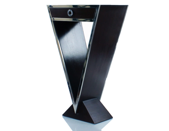 Art Deco console table with single drawer black lacquered wood