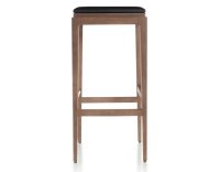 H80 cm designer bar stool walnut stained wood, ebony leather seat H80 cm designer bar stool walnut stained wood, ebony leather seat