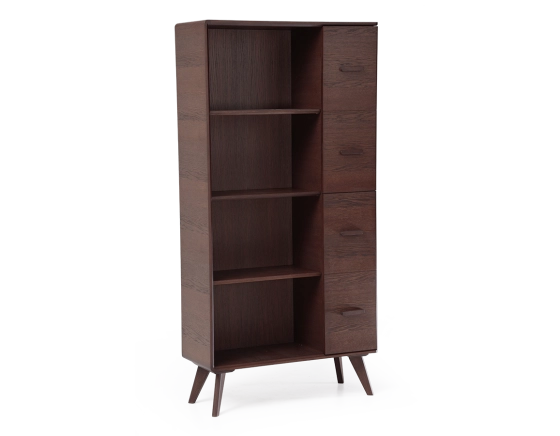 Oak bookcase dark brown stained wood