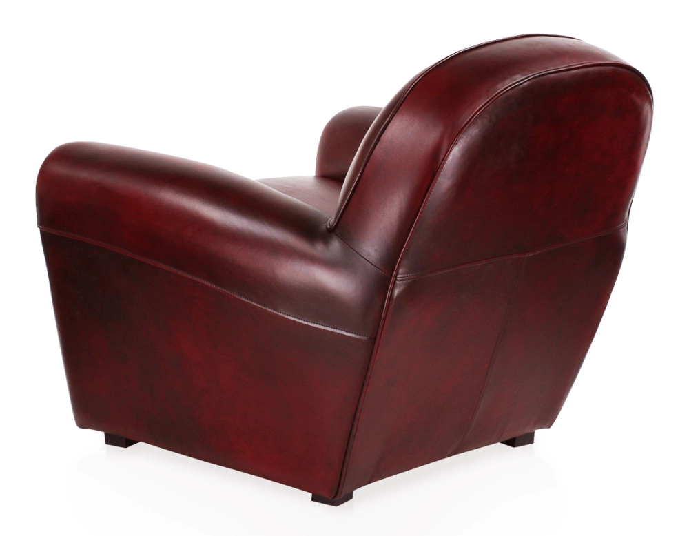 Leather club armchair burgundi studded armrests Leather club armchair burgundi studded armrests