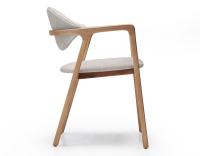 Designer armchair natural wood finish and sand velvet fabric Designer armchair natural wood finish and sand velvet fabric