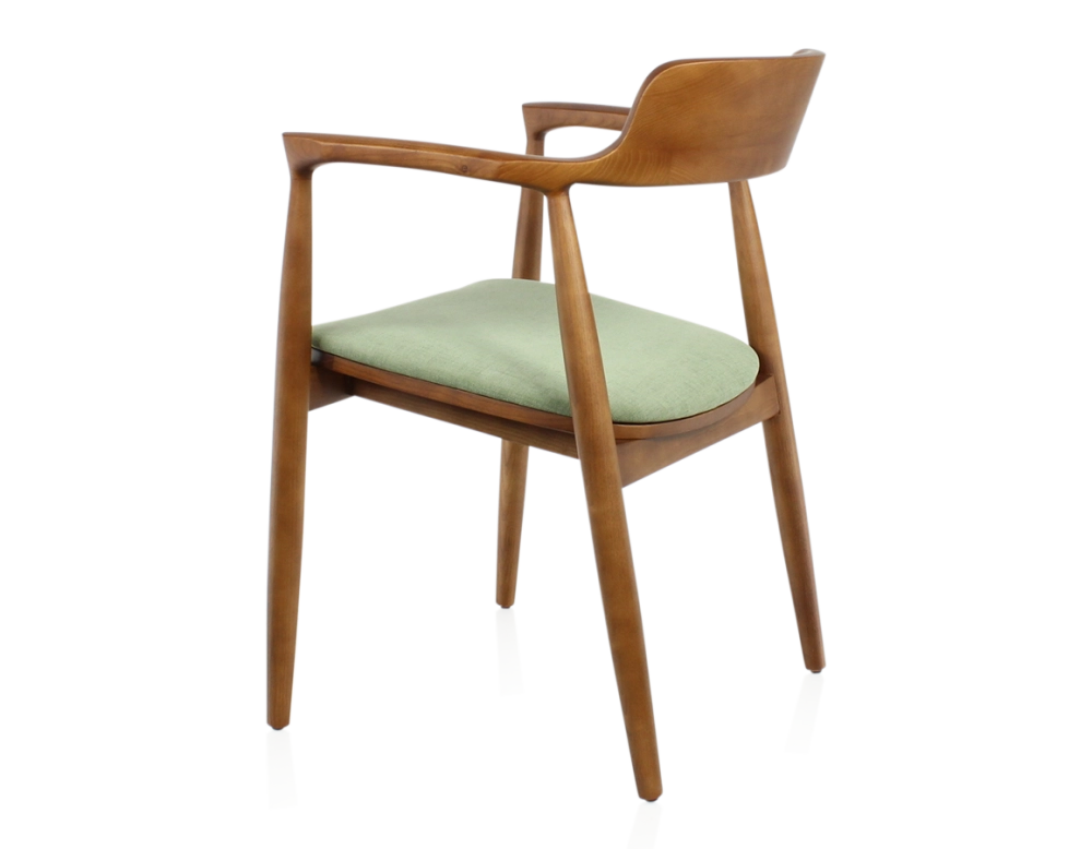 Scandinavian chair cherry wood stain and green fabric Scandinavian chair cherry wood stain and green fabric