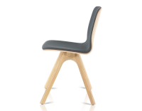 Upholstered oak designer chair natural wood stain, anthracite grey fabric seat Upholstered oak designer chair natural wood stain, anthracite grey fabric seat