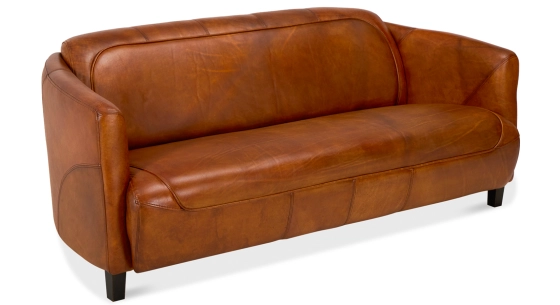 3 seater leather club sofa light brown