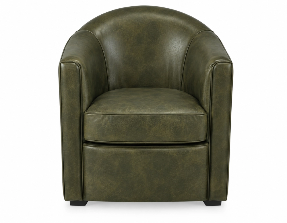 Fauteuil club cuir vert olive