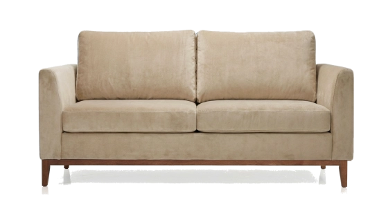 Canapé design 2,5 places tissu velours taupe clair