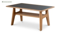 Table basse rectangulaire en chêne et céramique avec bois teinte naturelle plateau céramique noire unie 100X50 cm