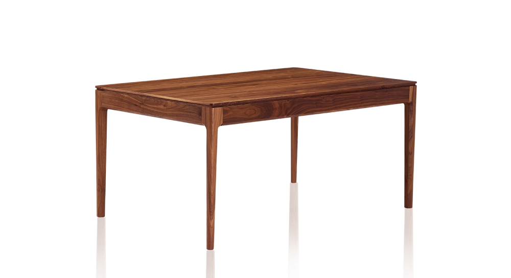 Table salle à manger 6 personnes en noyer teinte naturelle plateau bois 140x100 cm Table salle à manger 6 personnes en noyer teinte naturelle plateau bois 140x100 cm