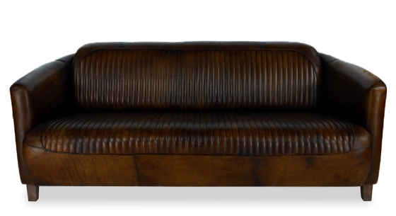 Canapé club cuir 3 places marron soutenu