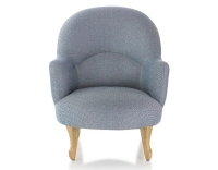 Toad armchair with armrests natural wood stain feet and blue chevron fabric Toad armchair with armrests natural wood stain feet and blue chevron fabric